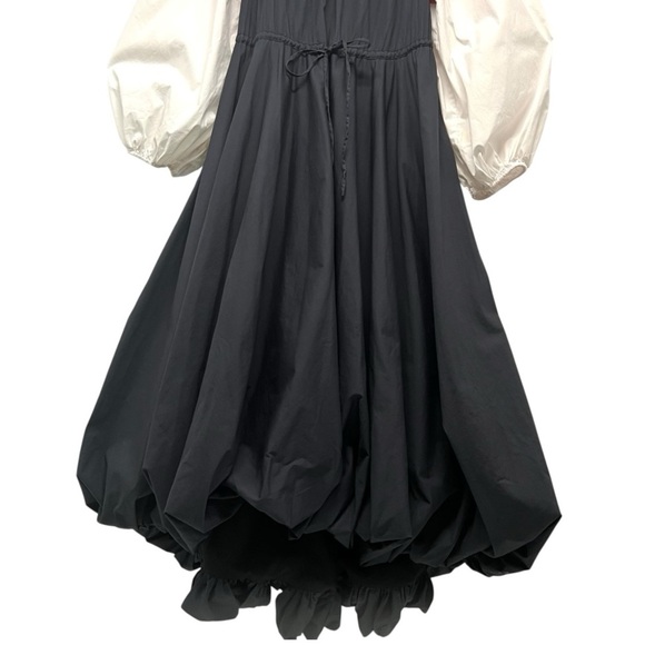 Staud Juliet Colorblock Off The Shoulder Cotton Bubble Hem Puff Sleeve Dress S - Picture 8 of 13